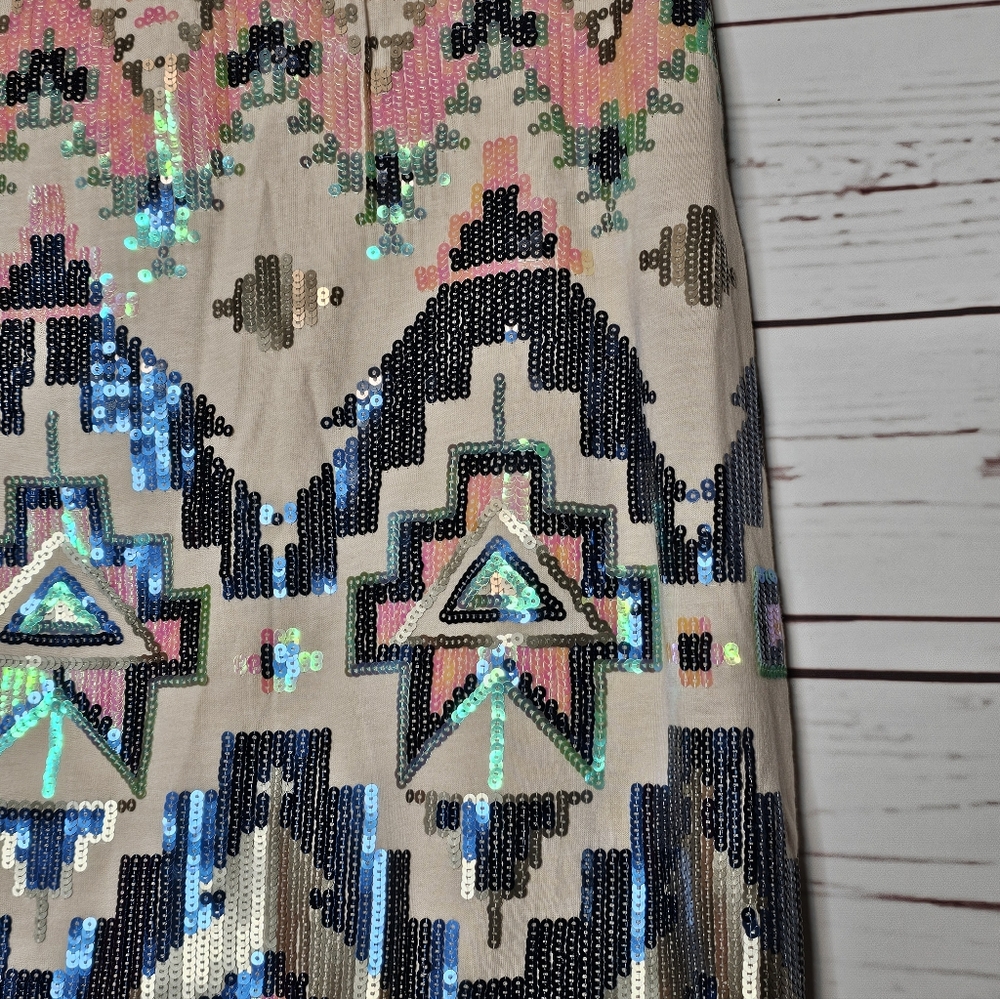 Express Sequin Embellished Aztec Design Mini Skirt - Picture 3 of 9